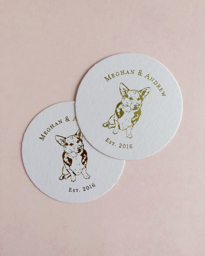 Custom Pet Wedding Decor, Paper Coasters
